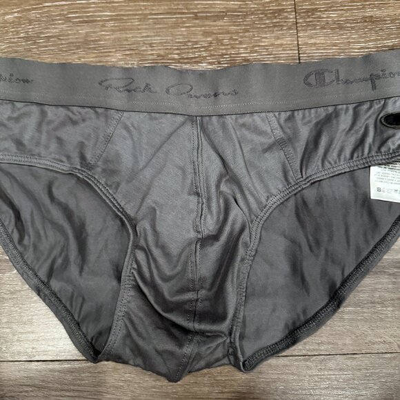 TWO PAIRS - RICK OWENS GREY CHAMPION EDITION ORGANIC COTTON BRIEFs CL SIGNATURE - Picture 4 of 5